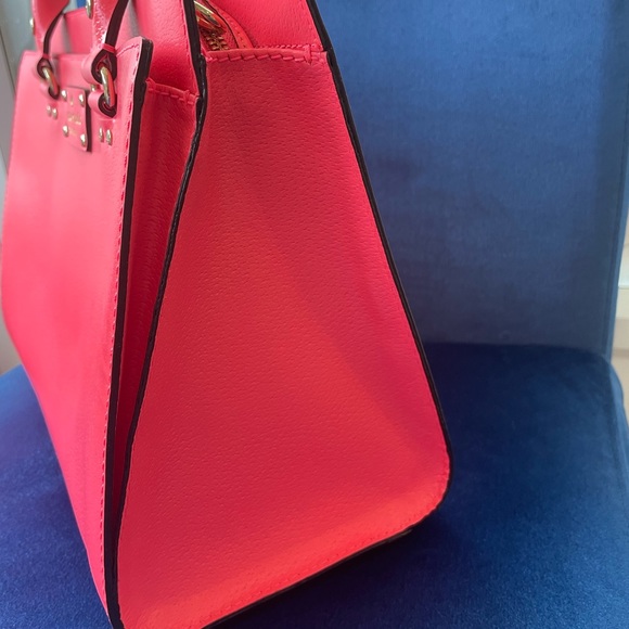 Kate Spade Wellesley Flamingo Pink Leather Tote Bag *shoulder strap missing* - Picture 8 of 14